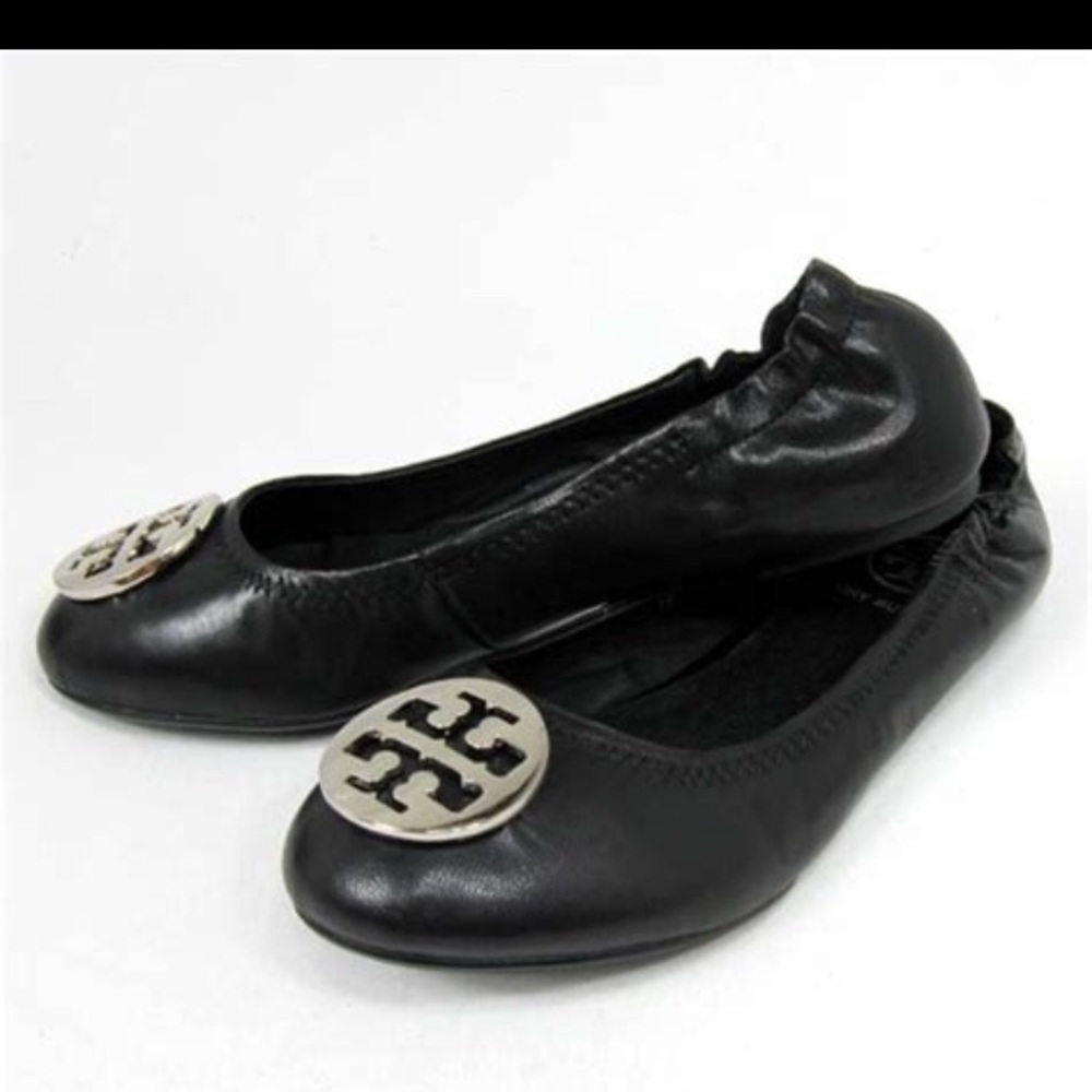 Tory Burch Flats - Black & Silver - worn once!